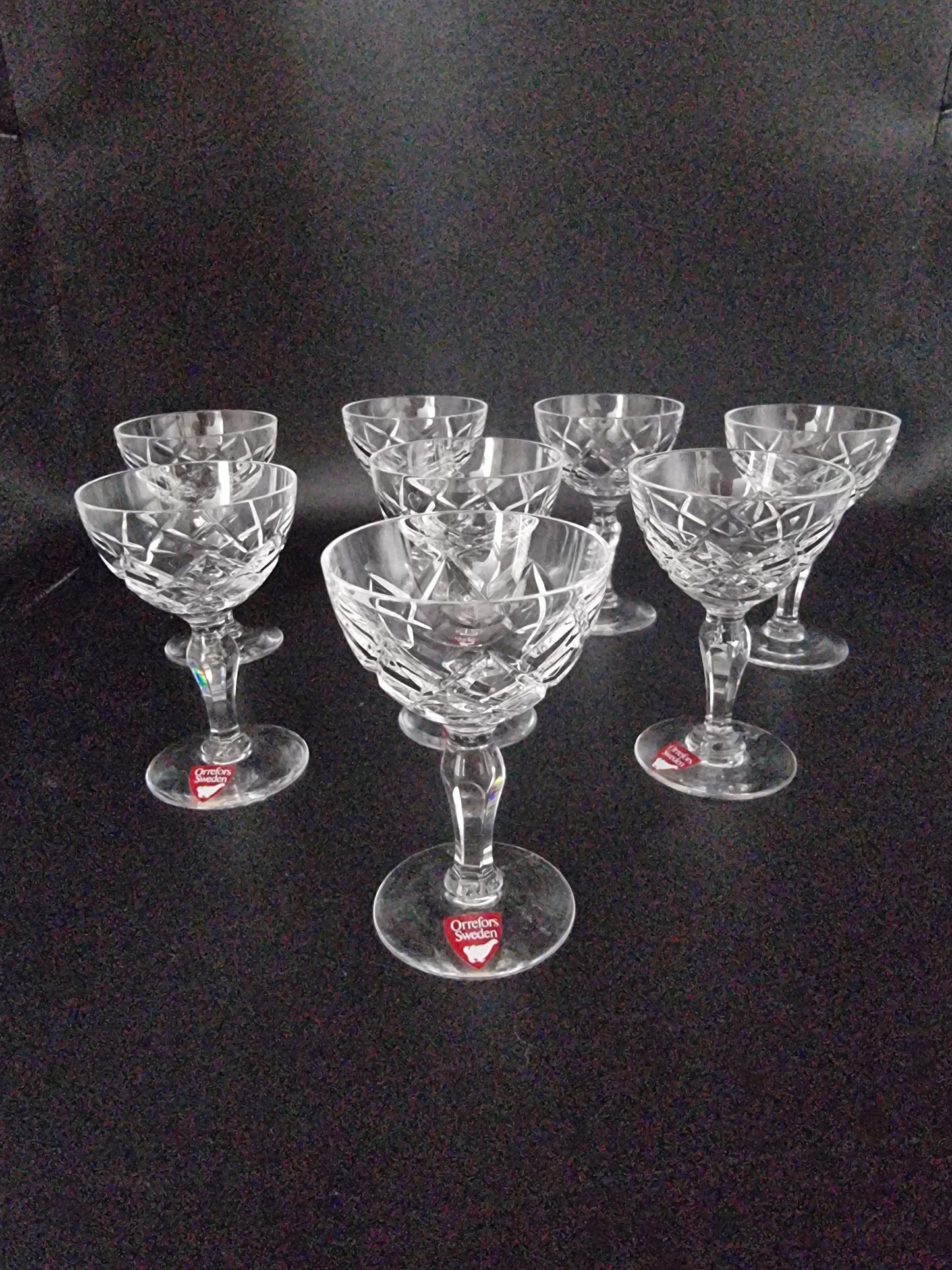 Vintage Set of 8 Swedish Orrefors Elisabeth crystal glasses