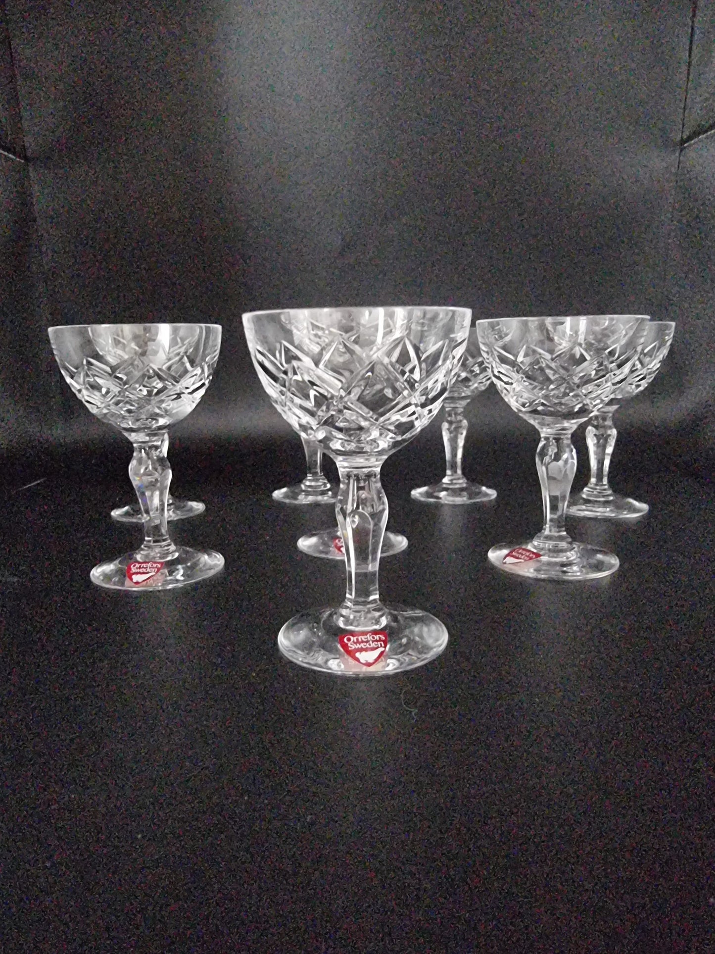 Vintage Set of 8 Swedish Orrefors Elisabeth crystal glasses