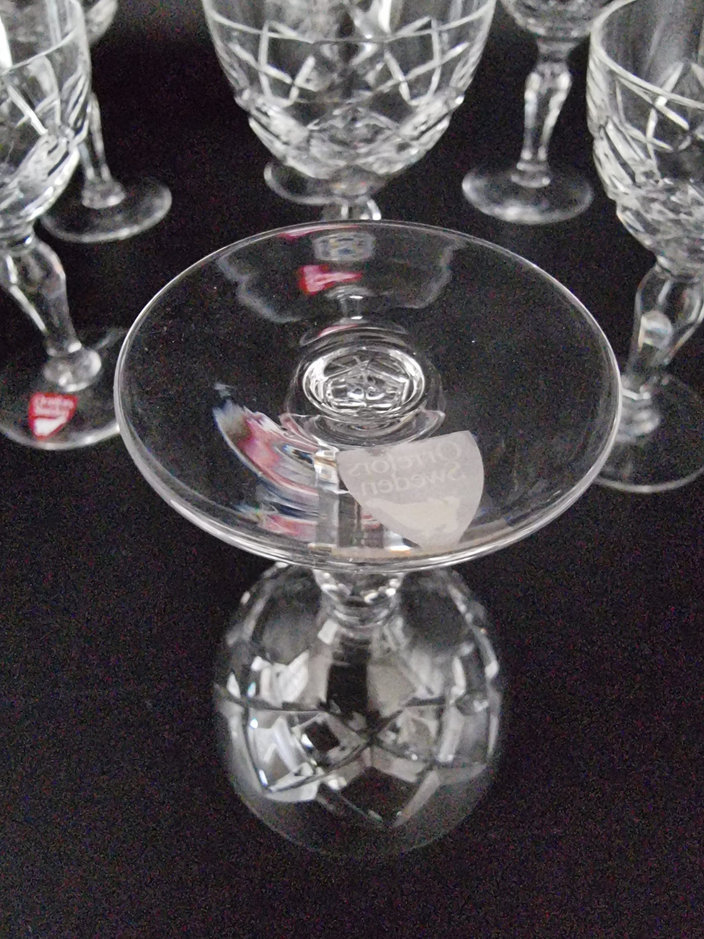 Vintage Set of 8 Swedish Orrefors Elisabeth crystal glasses