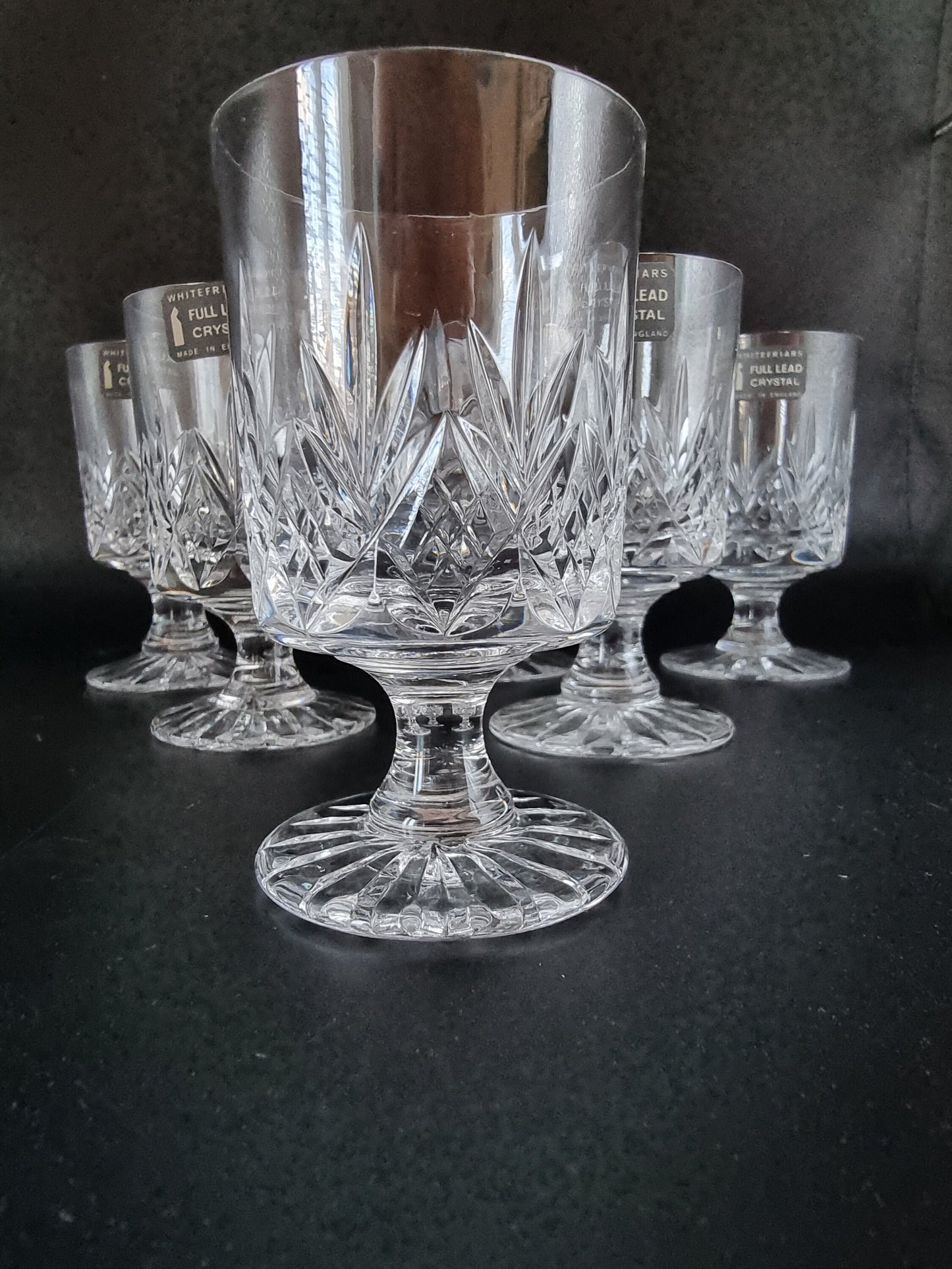 Vintage Whitefriars full lead crystal set of 6 wine glasses