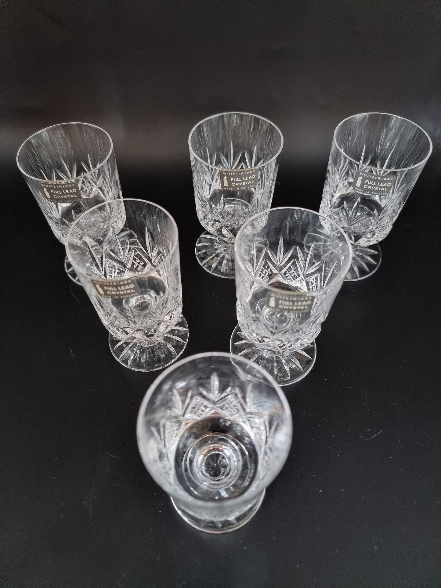 Vintage Whitefriars full lead crystal set of 6 wine glasses