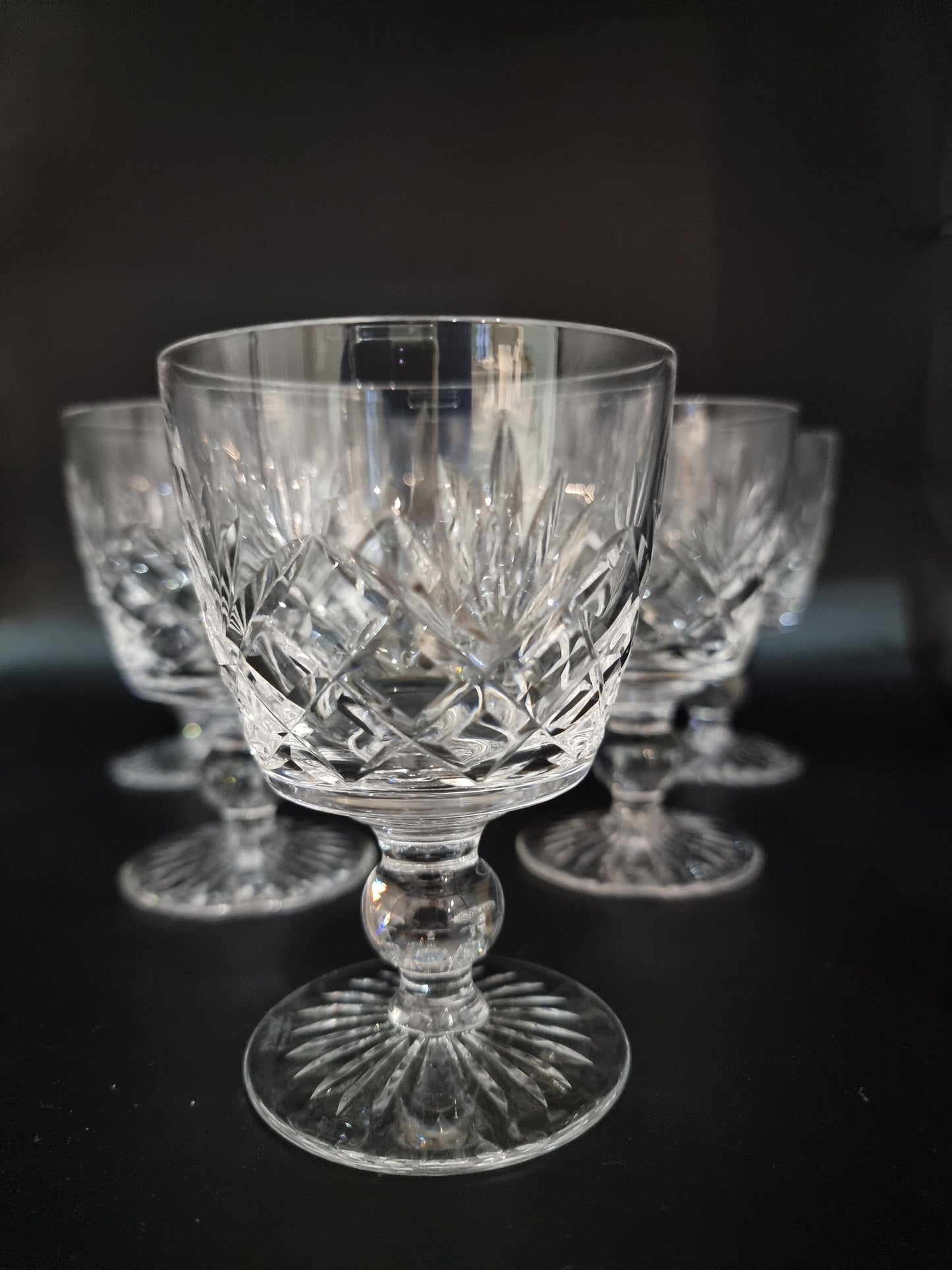 Stunning vintage set of 6 Stuart Crystal small Wine Glasses. Ludlow Pattern. 175ml