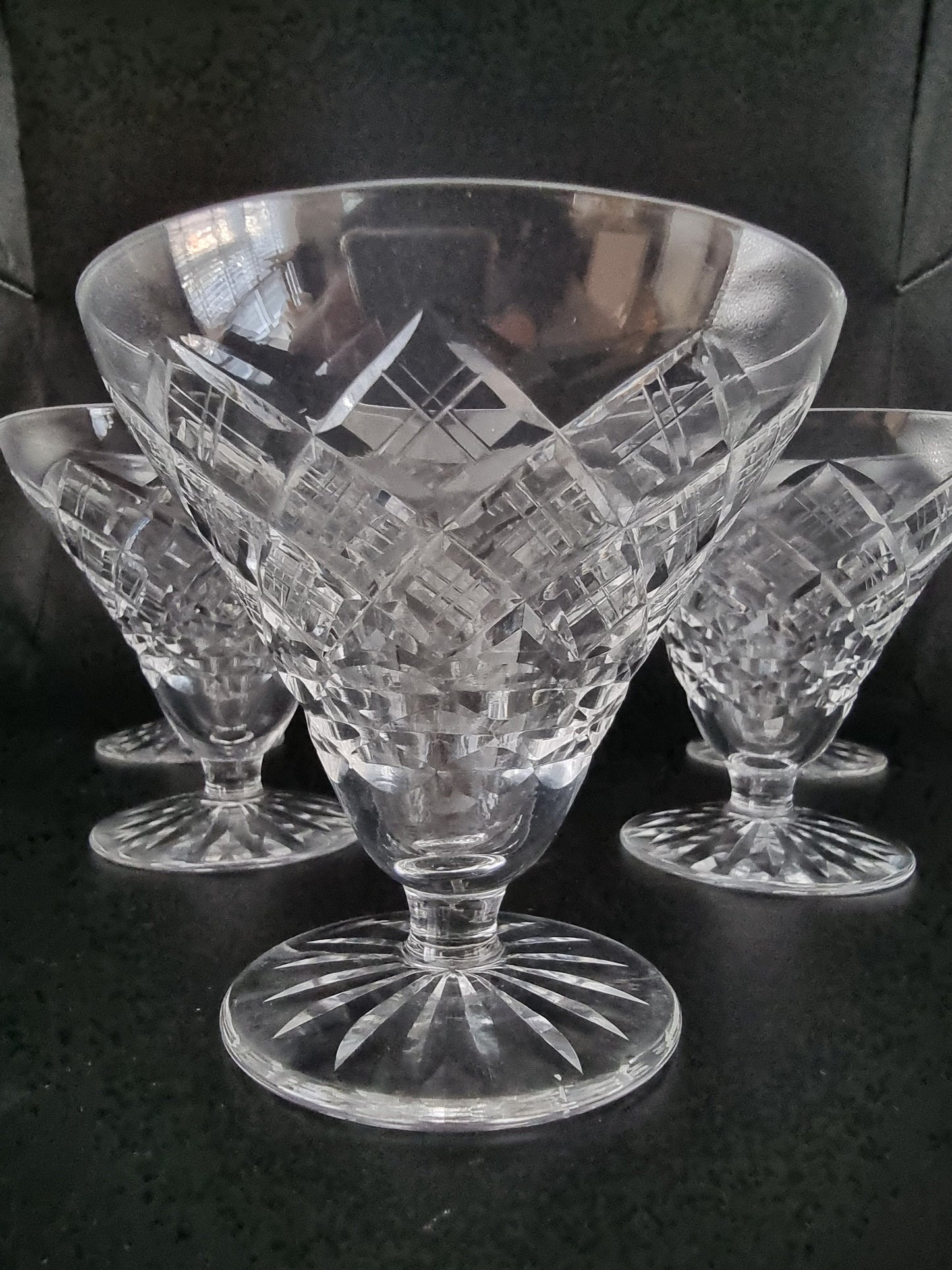 Stunning Fine Vintage Full Set of 6 Crystal Glass Champagne Coupes