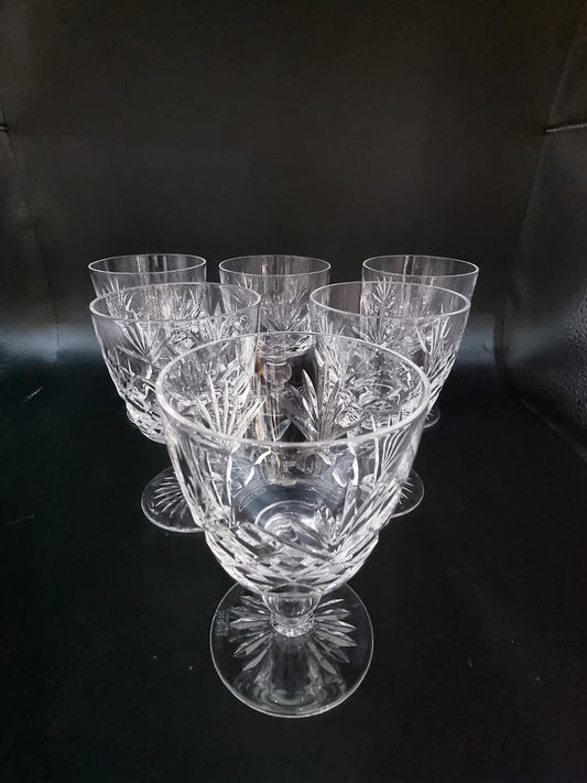 Stunning vintage set of 6 Stuart Crystal small Wine Glasses. Ludlow Pattern. 175ml