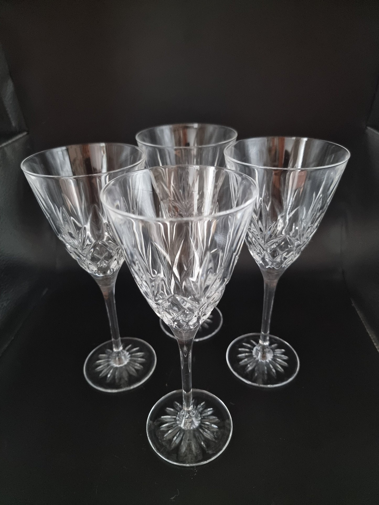 Lovely Vintage set of 4 Thomas Webb Crystal Large Wine glasses