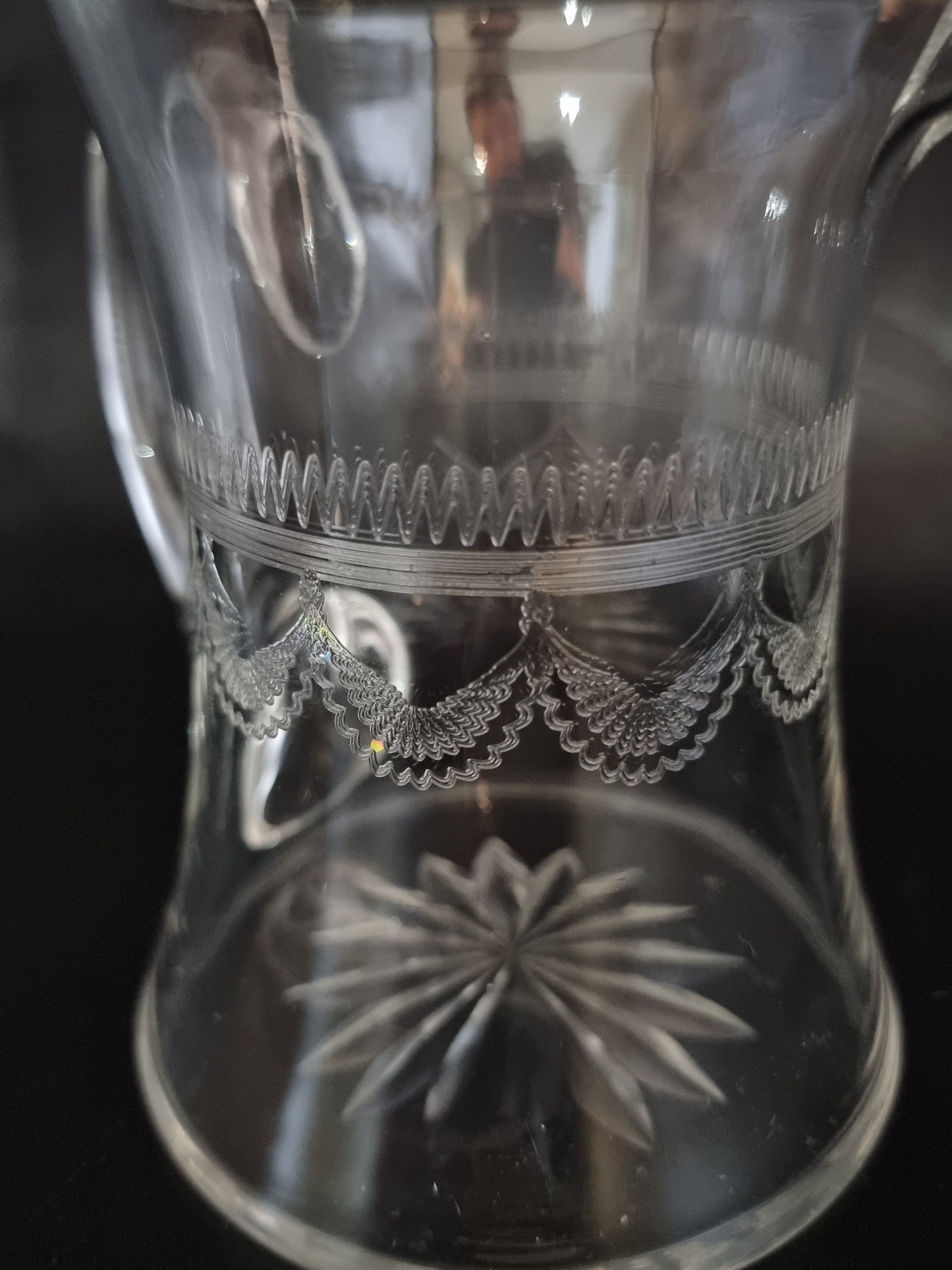 Stunning hand blown Edwardian Glass Jug/ Pitcher