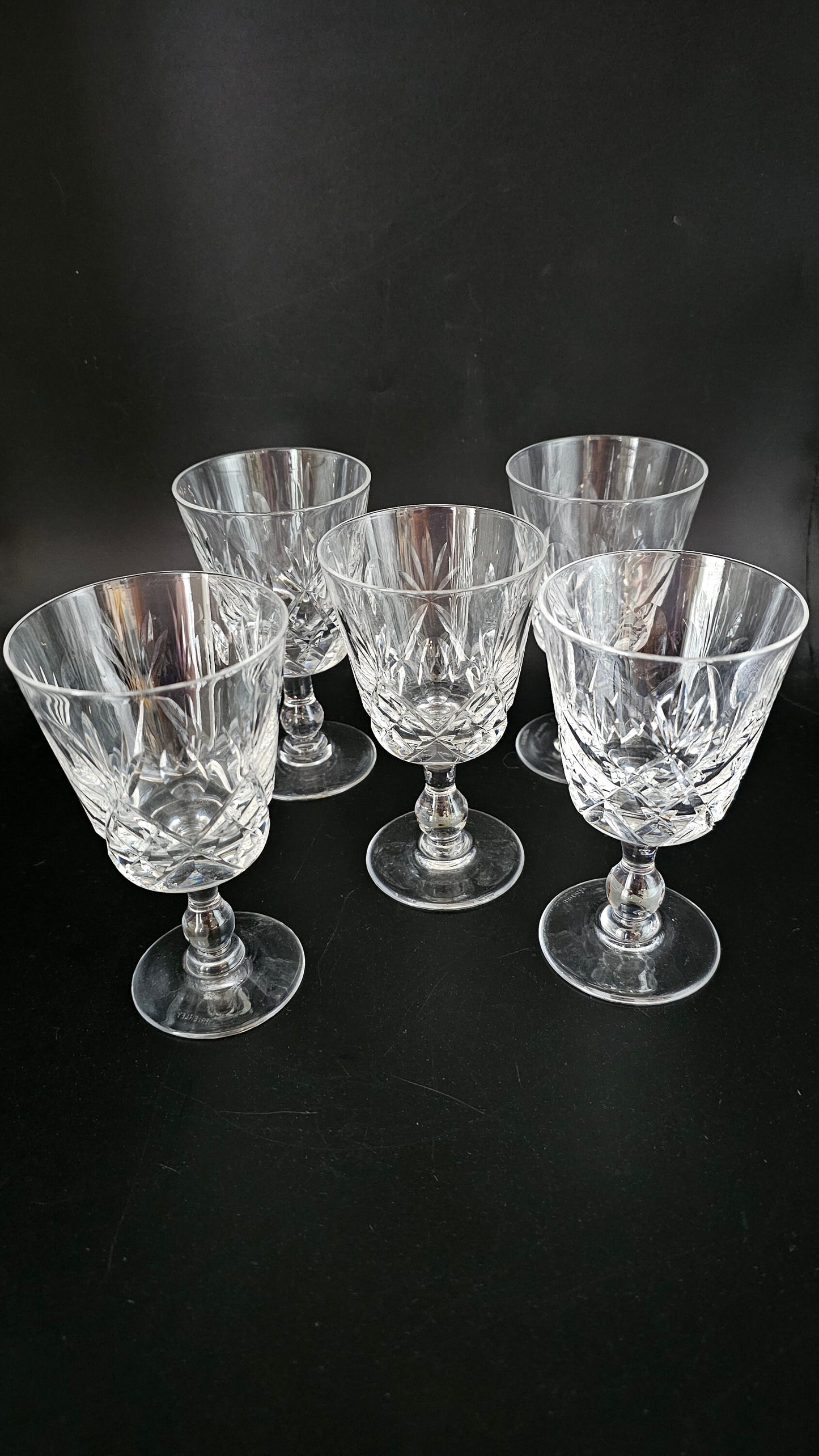 Royal Brierly set of 5 small Vintage Crystal sherry or Port glasses