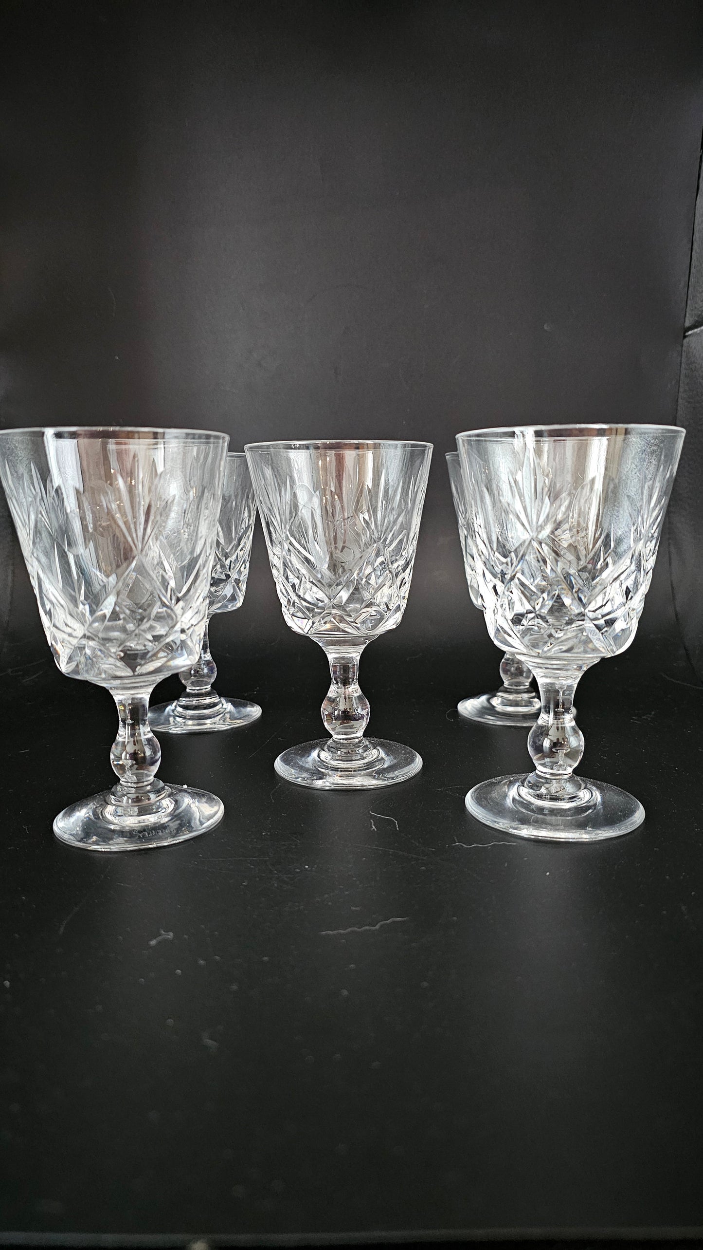 Royal Brierly set of 5 small Vintage Crystal sherry or Port glasses