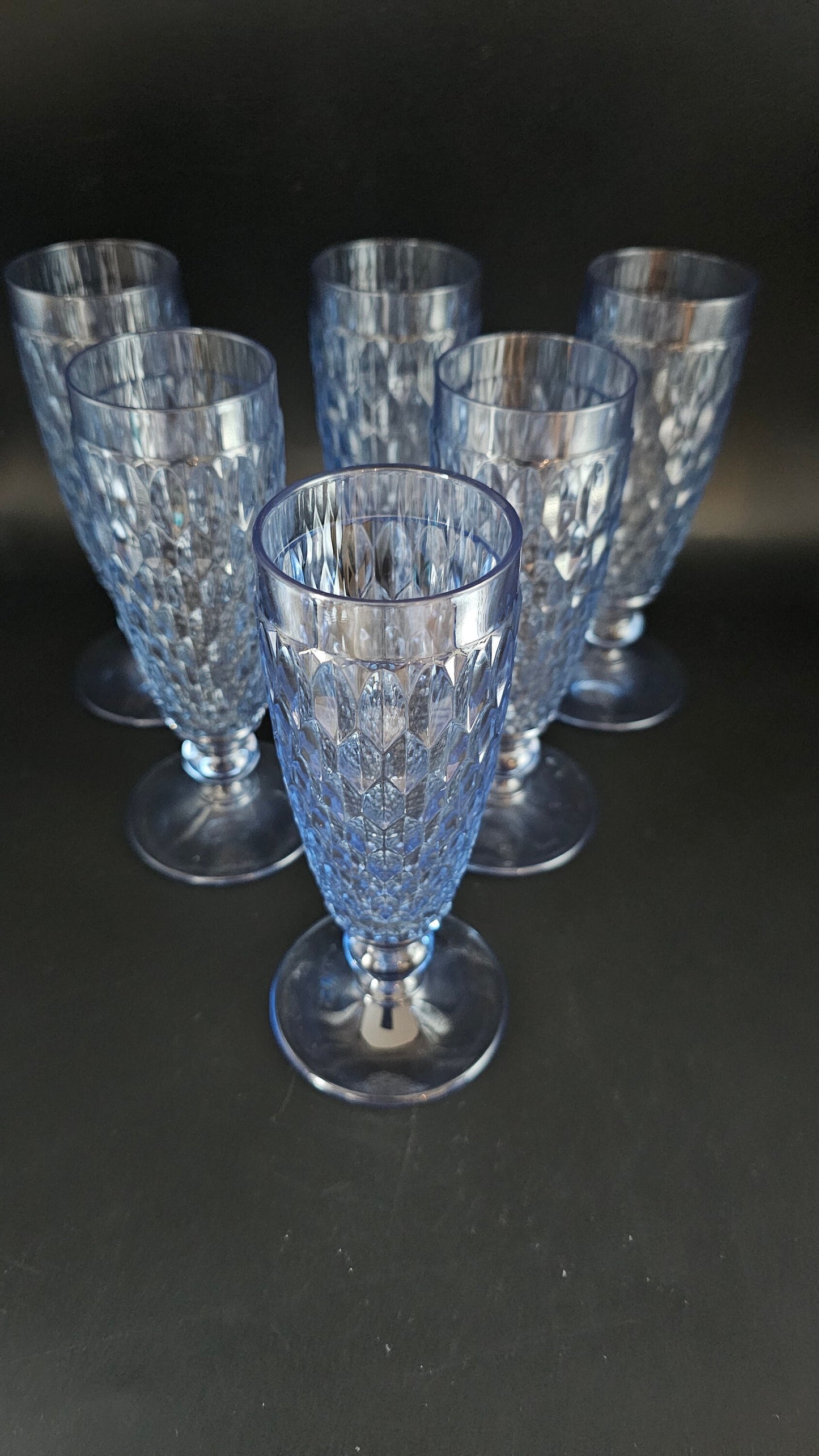 Villeroy & Boch Set of 6 Vintage Crystal Boston blue Champagne flutes