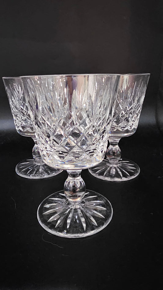 Trio of small Thomas Webb Vintage crystal wine glasses