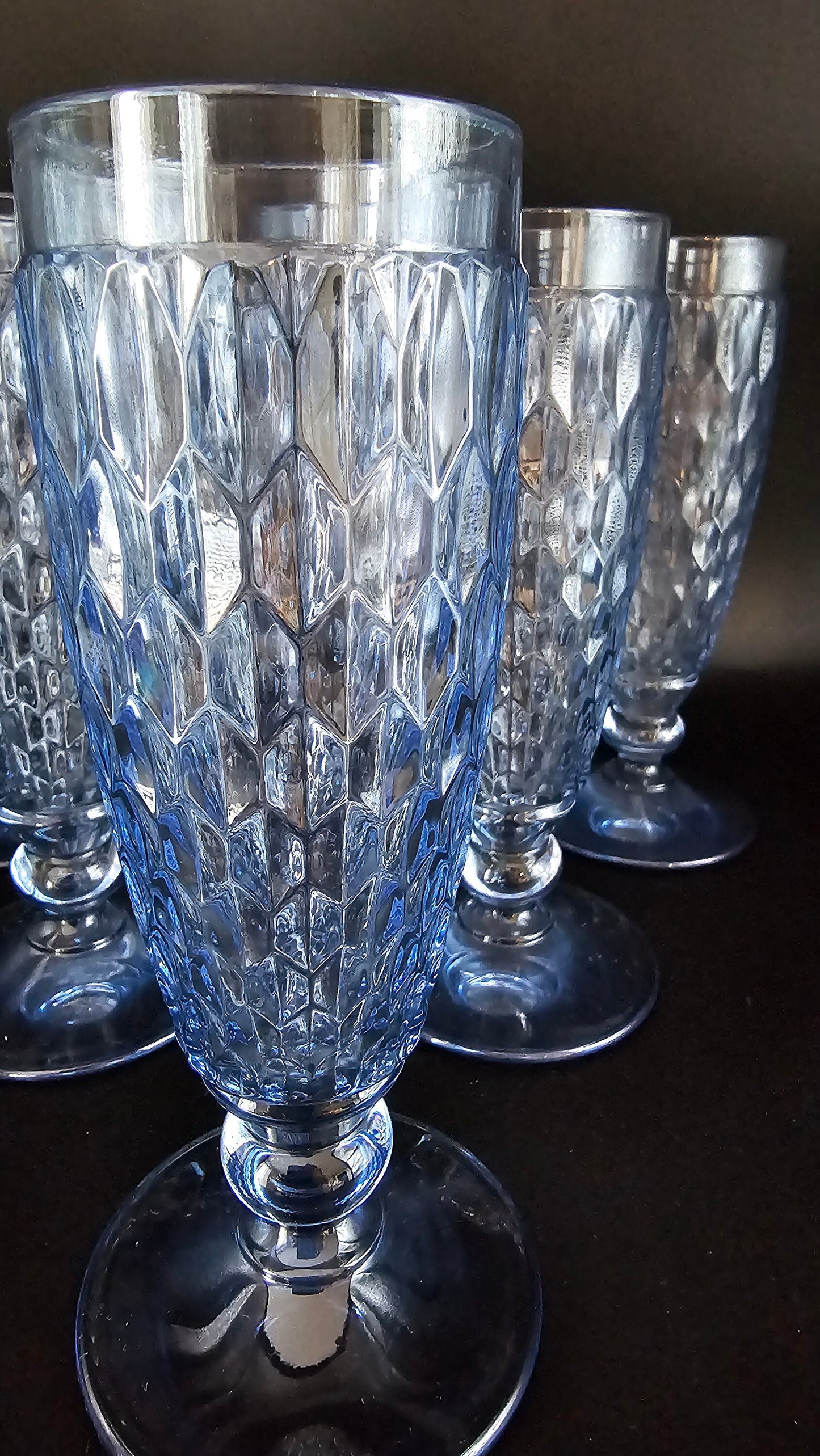 Villeroy & Boch Set of 6 Vintage Crystal Boston blue Champagne flutes